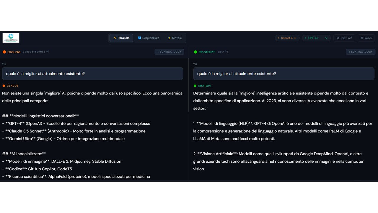 AI Orchestrator — Claude + ChatGPT in un'unica interfaccia file html pronto